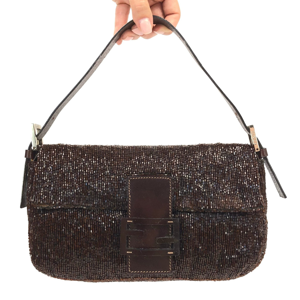 FENDI BEADED BAGUETTE SHOULDER BAG
