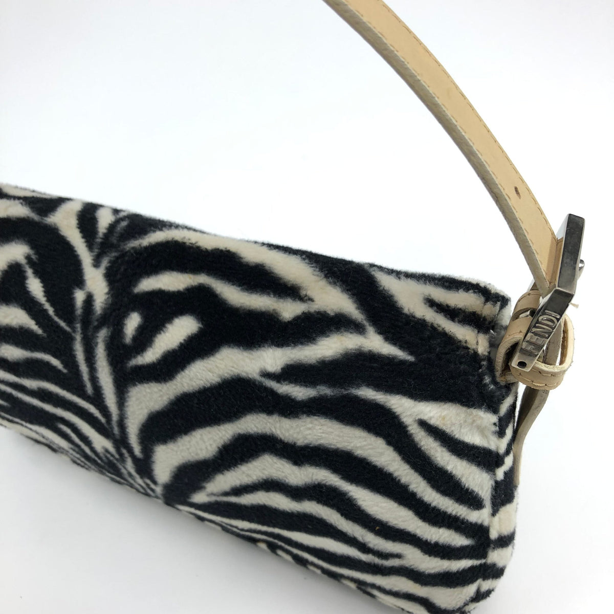 FENDI FLUFFY ZEBRA BAGUETTE SHOULDER BAG