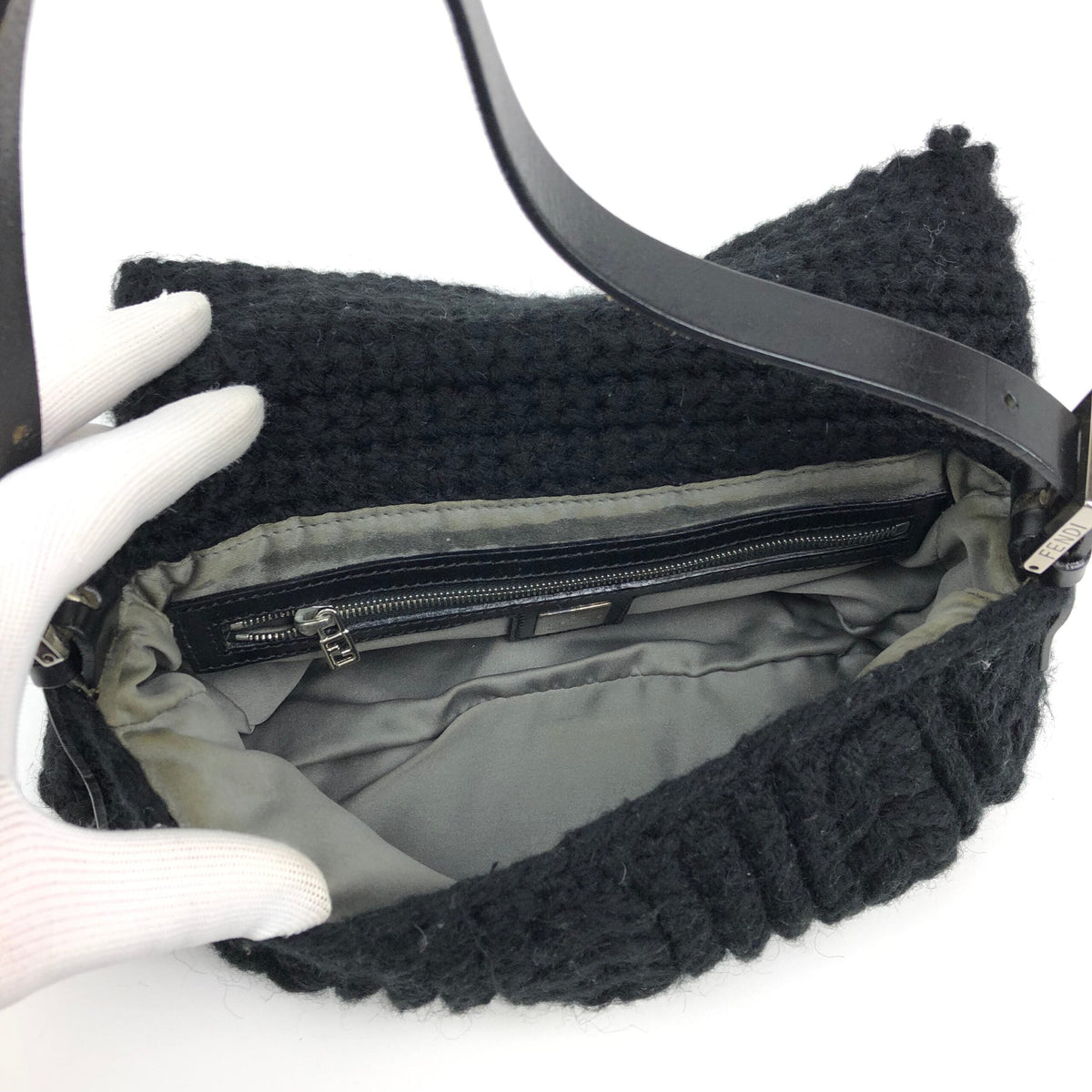FENDI CASHMERE WOOL BAGUETTE SHOULDER BAG