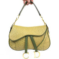 CHRISTIAN DIOR OSTRICH LEATHER DOUBLE SADDLE BAG