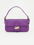 FENDI PURPLE LEATHER LOGO BAGUETTE