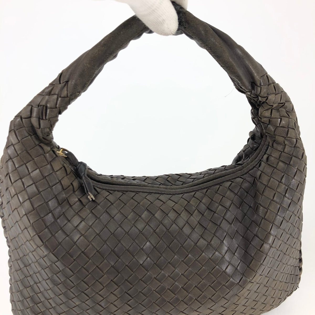 BOTTEGA VENETA BROWN INTRECCIATO SHOULDER BAG