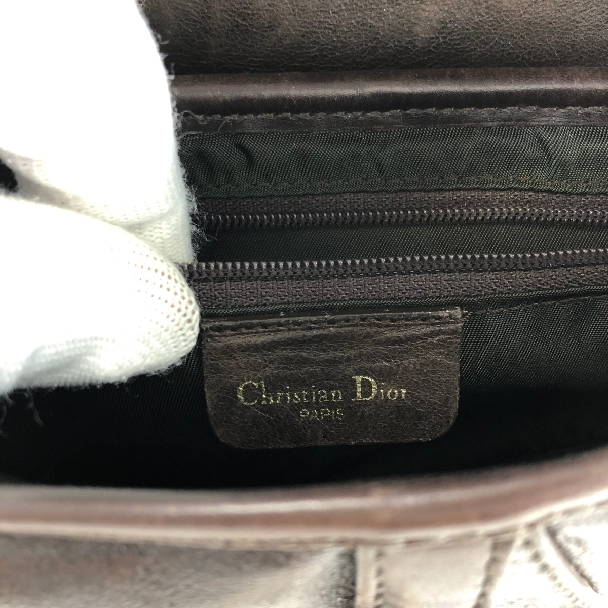 CHRISTIAN DIOR BROWN LEATHER SADDLE BAG