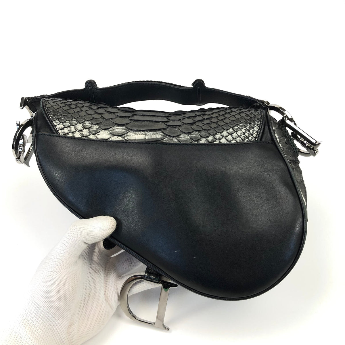 CHRISTIAN DIOR HOLLYWOOD PYTHON LEATHER SADDLE BAG