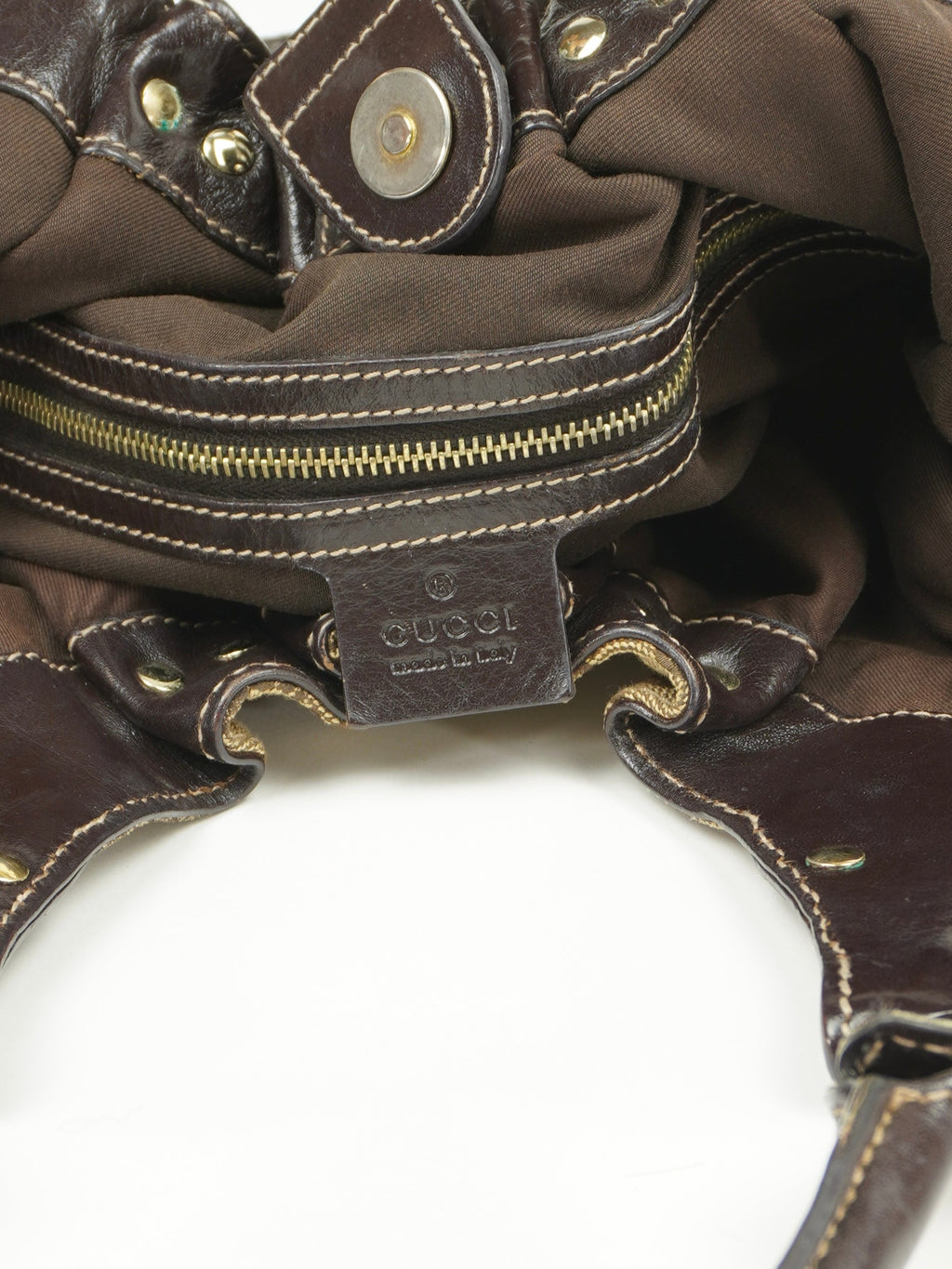 GUCCI MONOGRAM STUDDED PELHAM BAG