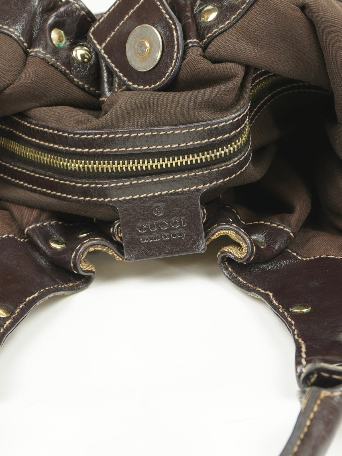 GUCCI MONOGRAM STUDDED PELHAM BAG