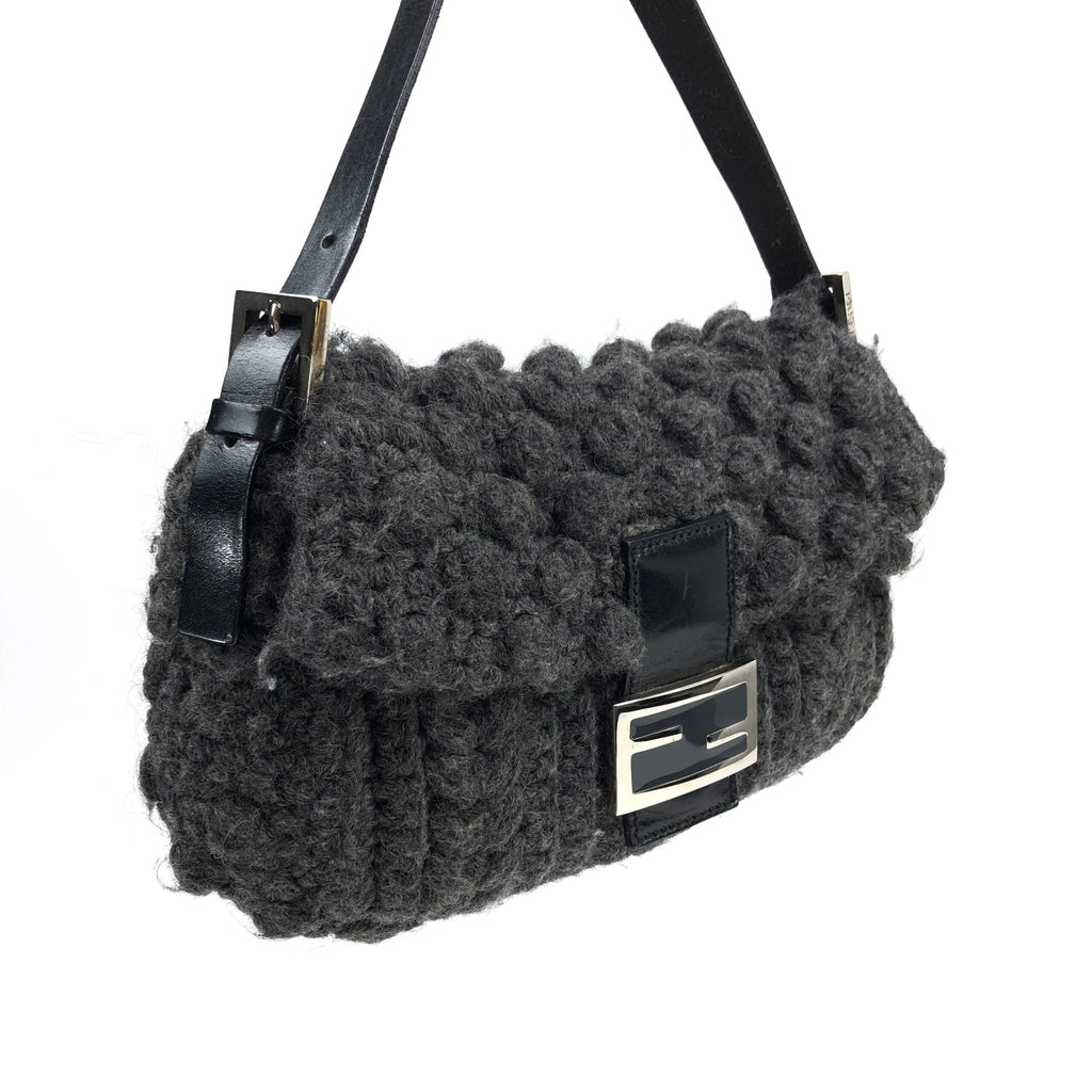 FENDI CASHMERE WOOL BAGUETTE SHOULDER BAG
