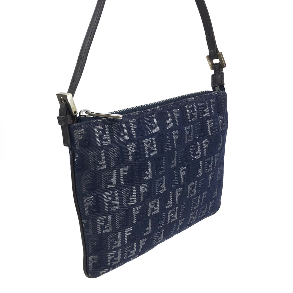 FENDI ZUCCA DENIM SHOULDER BAG