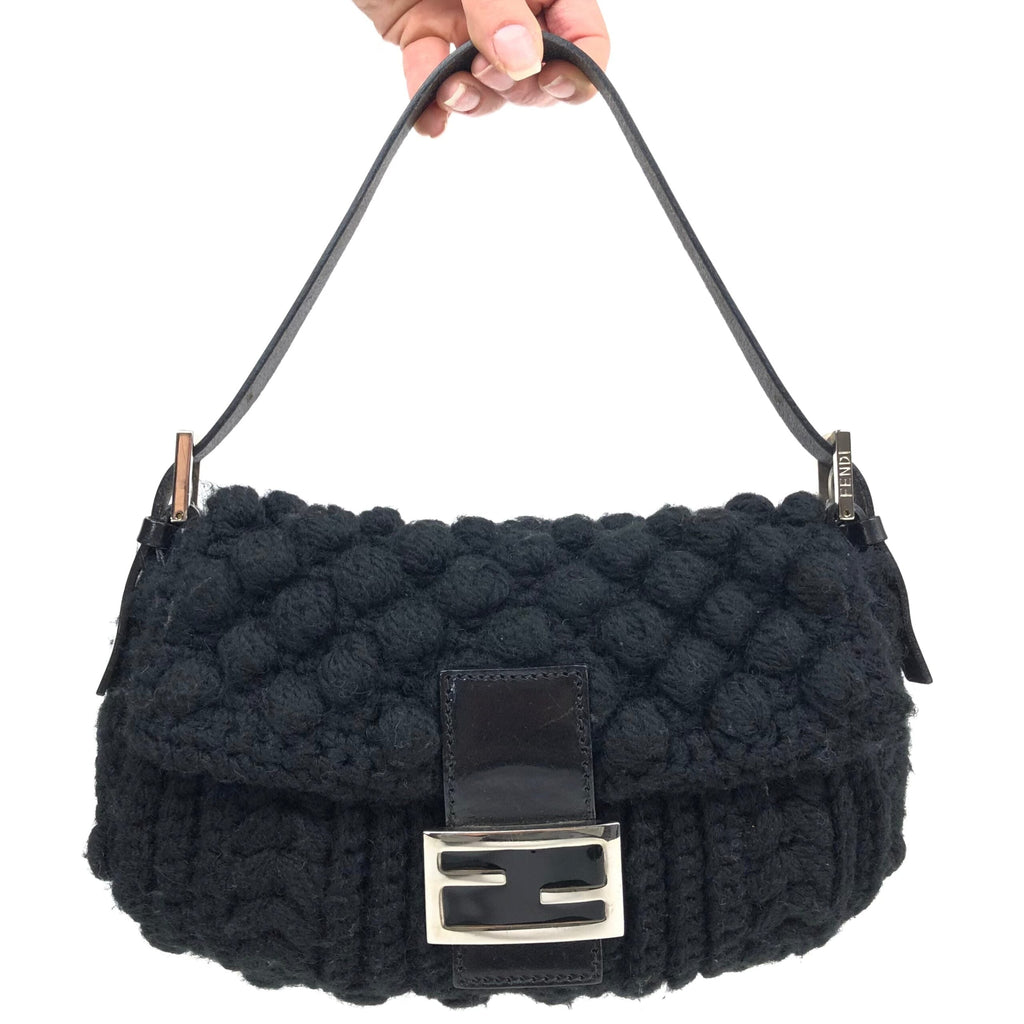 FENDI CASHMERE WOOL BAGUETTE SHOULDER BAG
