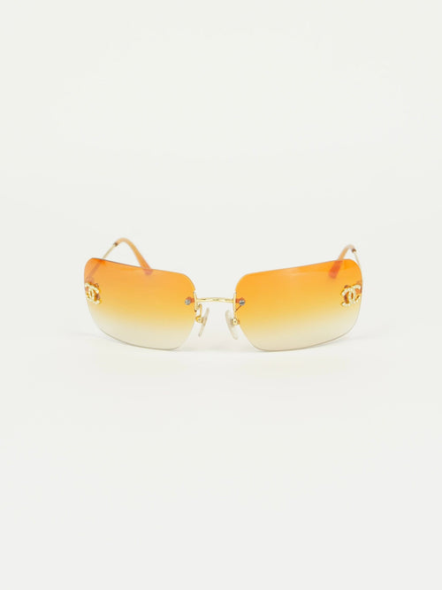 CHANEL RIMLESS RHINESTONE SUNGLASSES