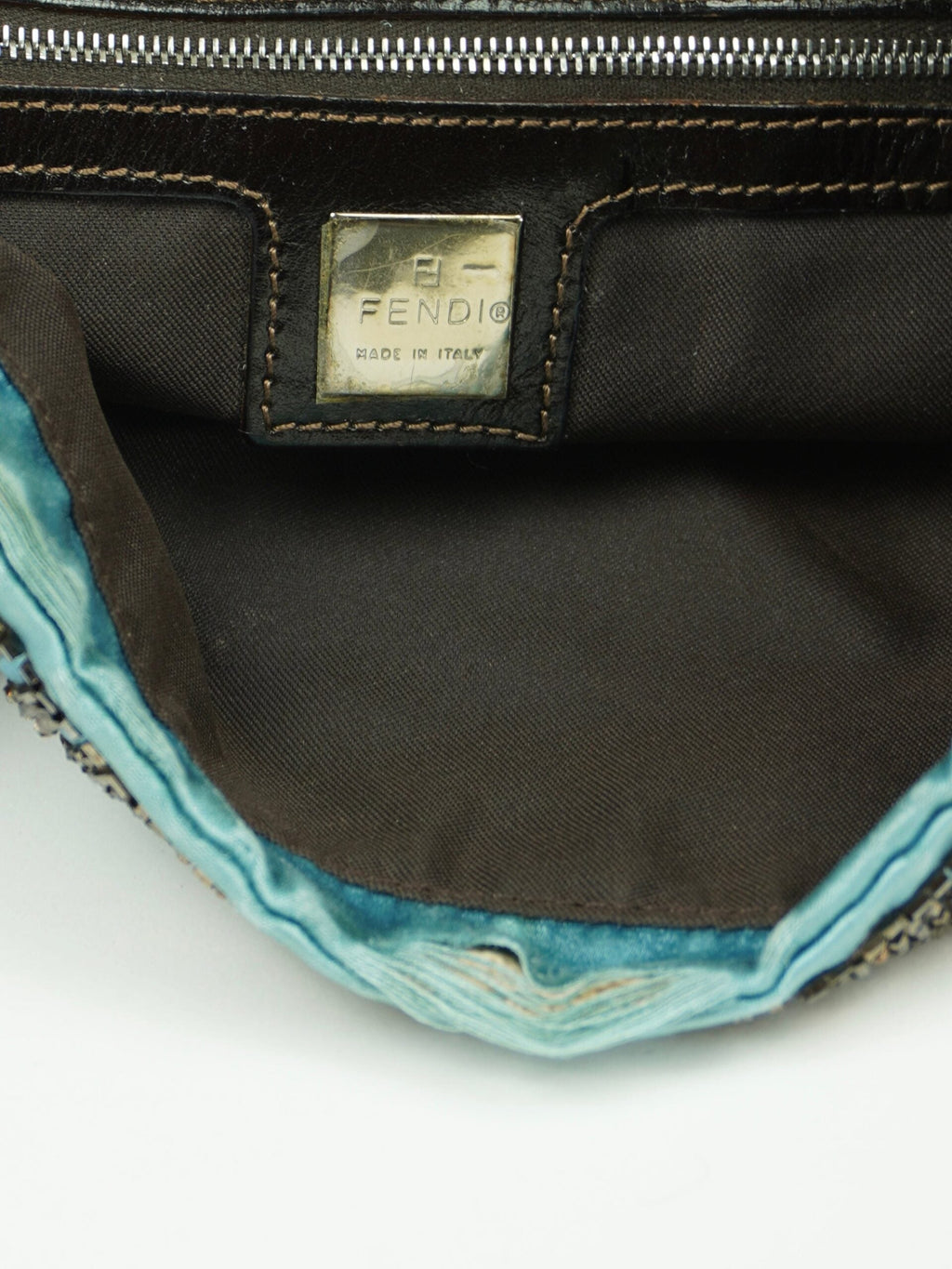 FENDI SILK BEADED BAGUETTE WITH LIZARD TRIM
