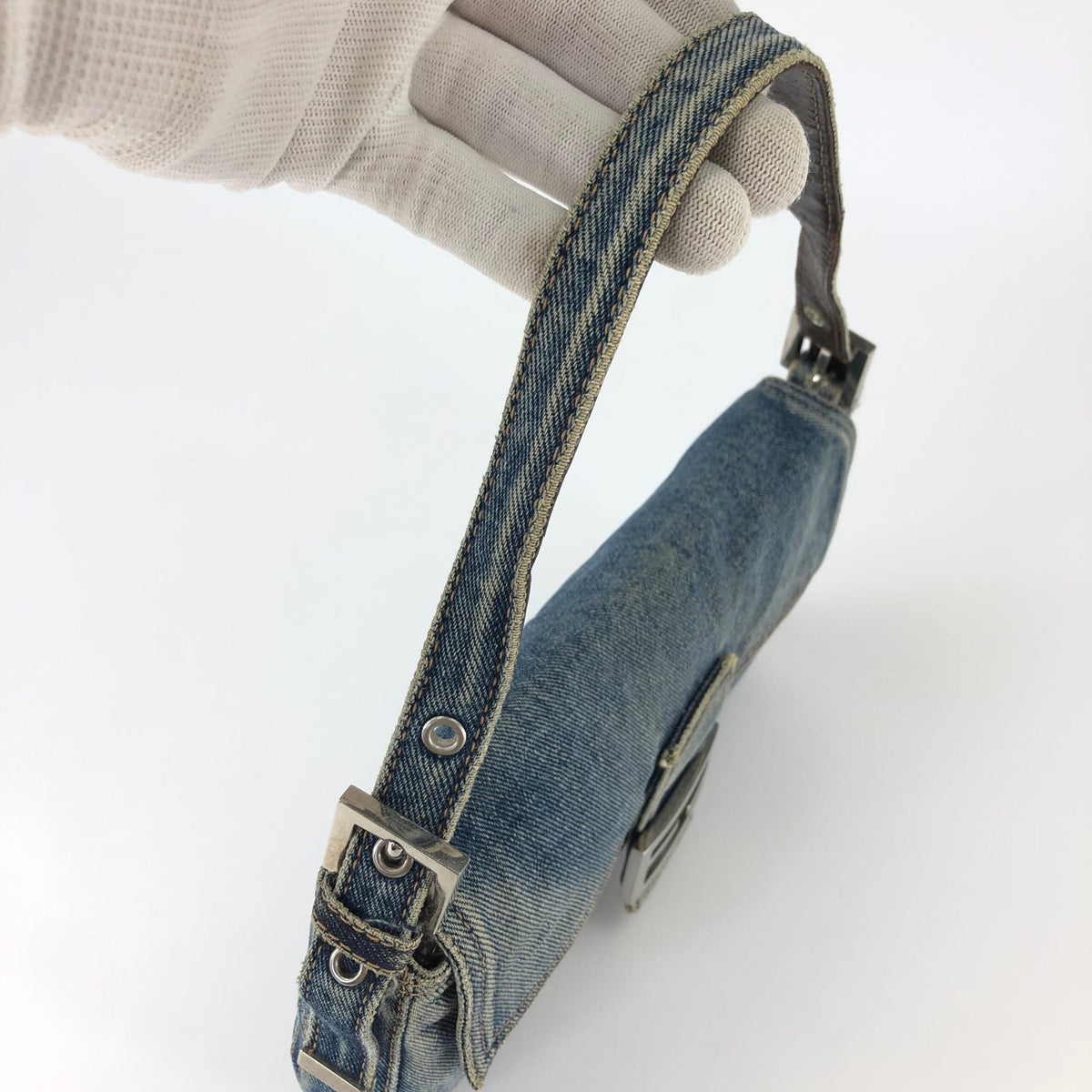 FENDI DENIM BAGUETTE BAG