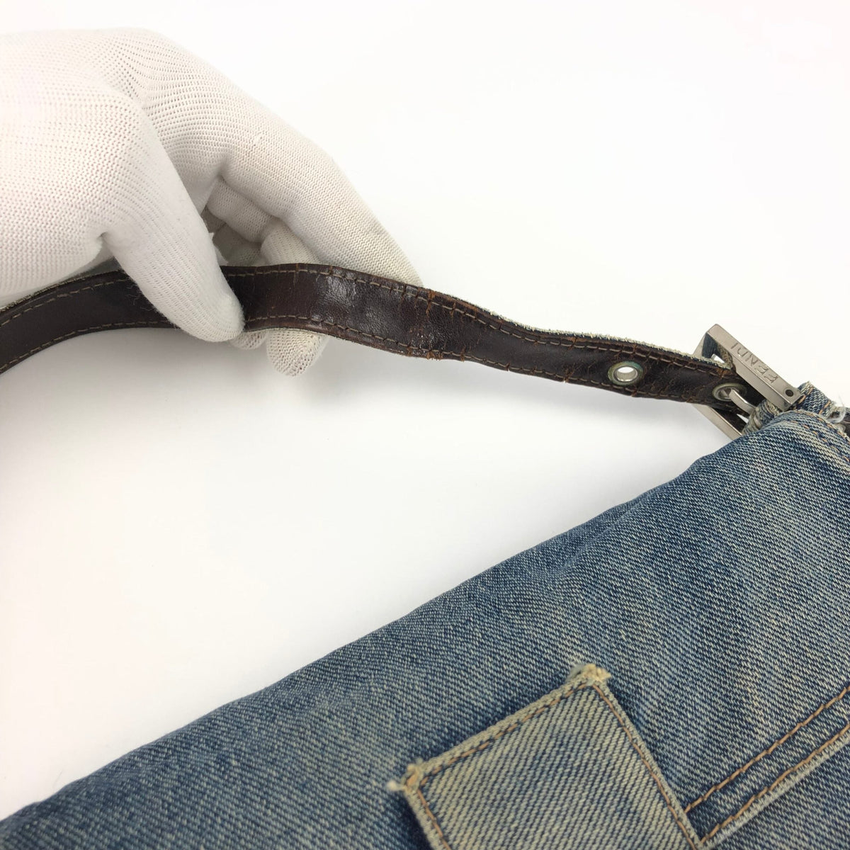 FENDI DENIM BAGUETTE BAG