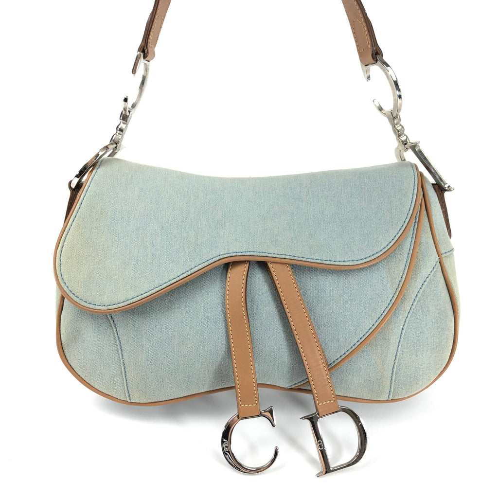 CHRISTIAN DIOR DENIM DOUBLE SADDLE BAG