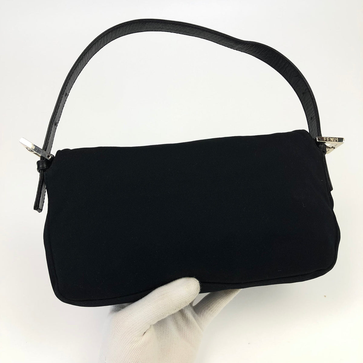FENDI JERSEY BAGUETTE SHOULDER BAG IN BLACK