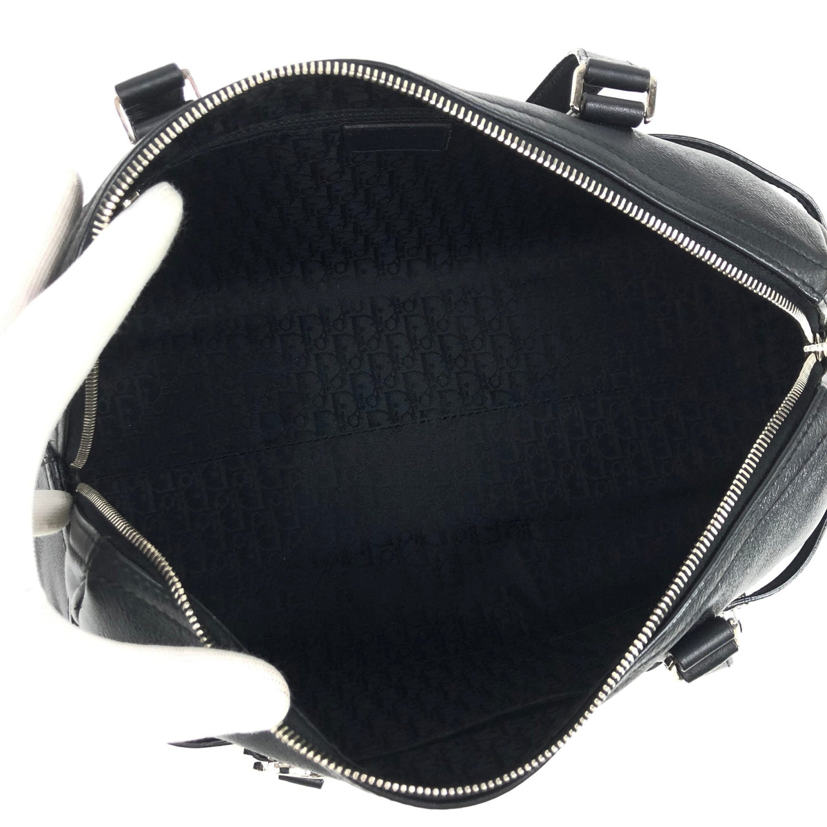 CHRISTIAN DIOR LEATHER BAG WITH SILVER HARDWARE