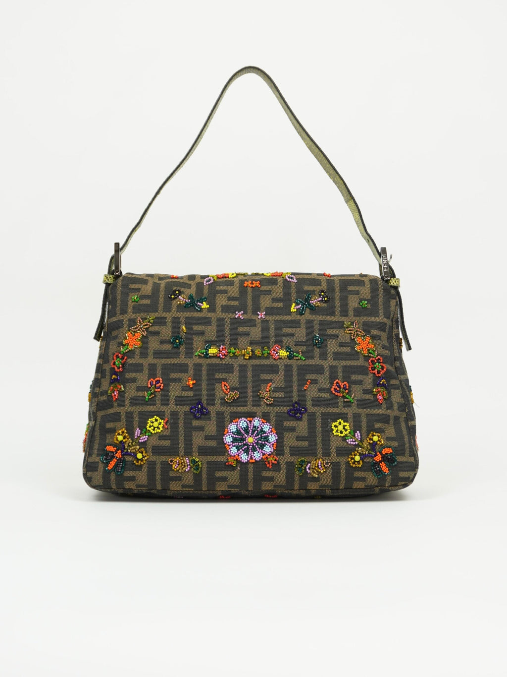FENDI BEADED MAMA BAGUETTE WITH LIZARD TRIM