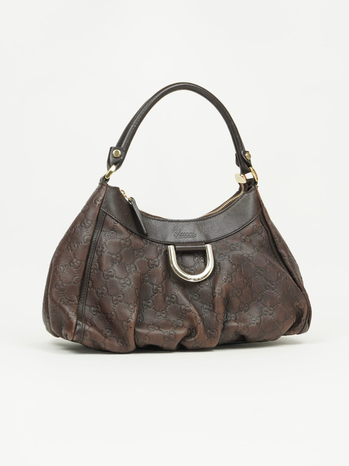 GUCCI MONOGRAM LEATHER ABBEY BAG