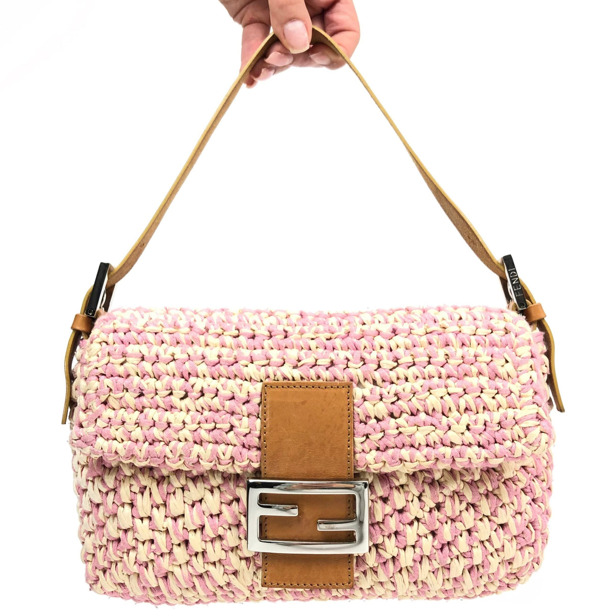 FENDI CROCHET BAGUETTE SHOULDER BAG