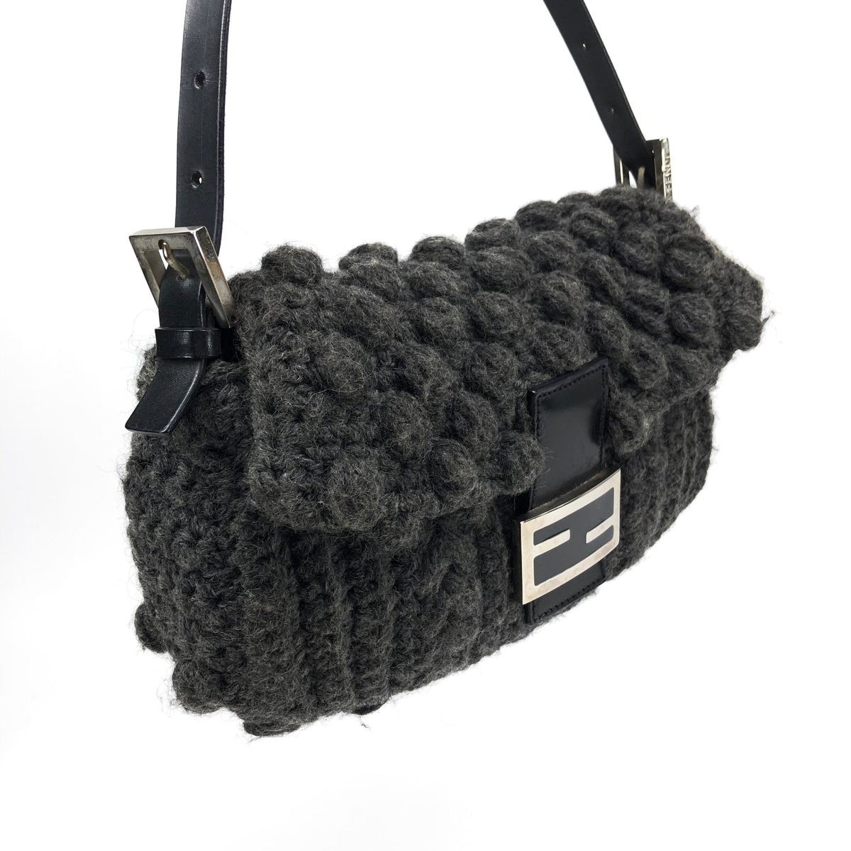 FENDI CASHMERE WOOL BAGUETTE SHOULDER BAG