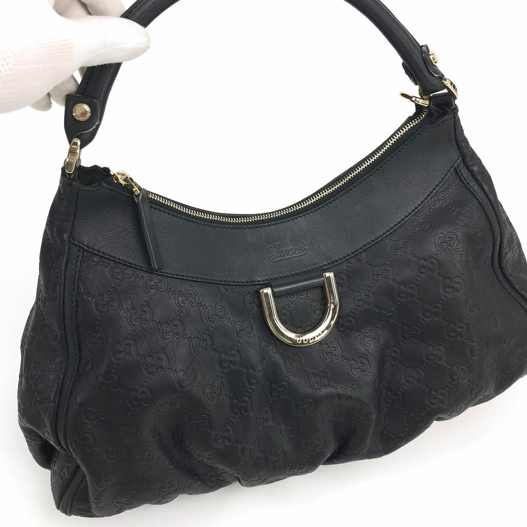 GUCCI MONOGRAM LEATHER ABBEY BAG