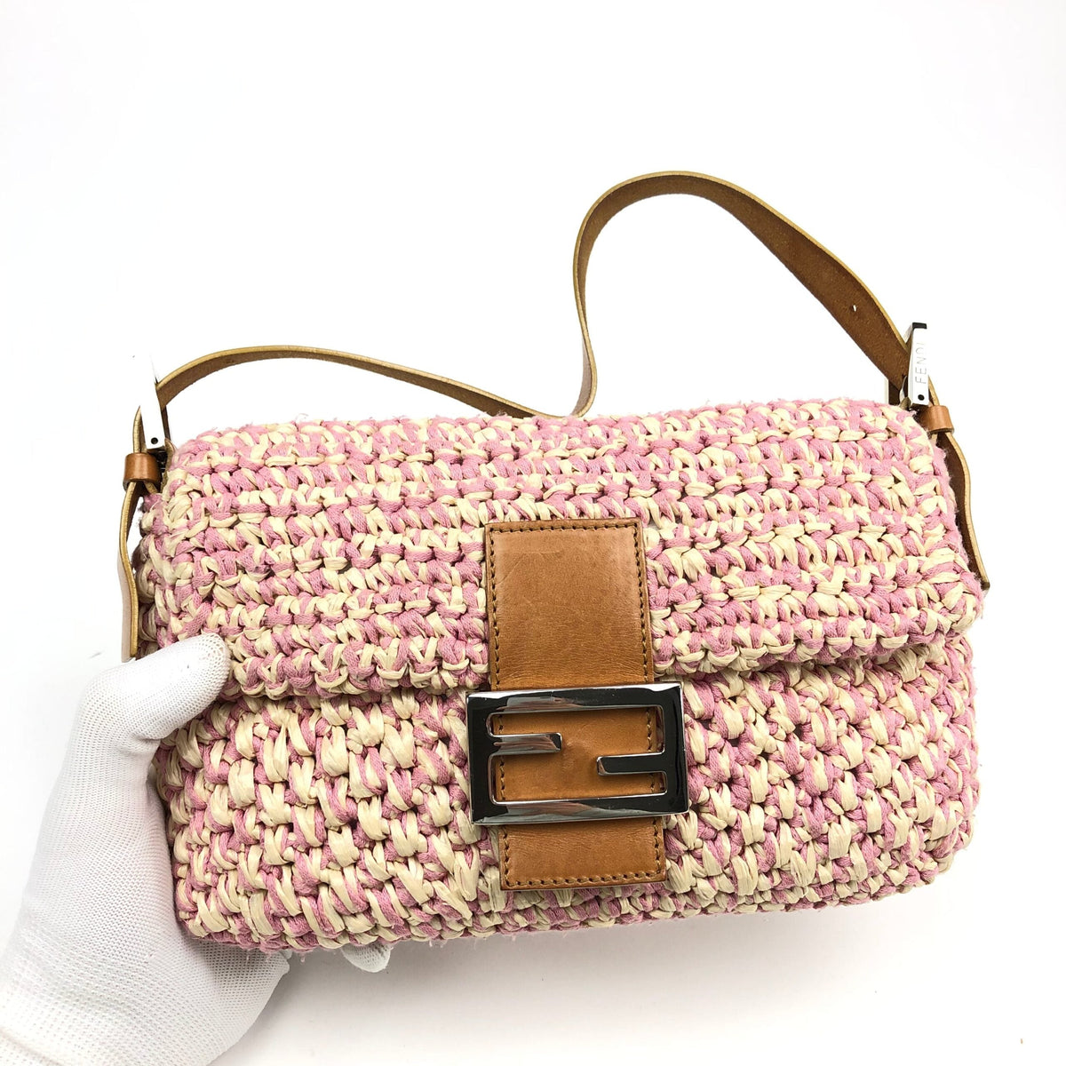 FENDI CROCHET BAGUETTE SHOULDER BAG