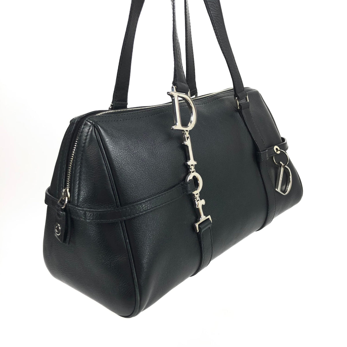 CHRISTIAN DIOR LEATHER BAG WITH SILVER HARDWARE