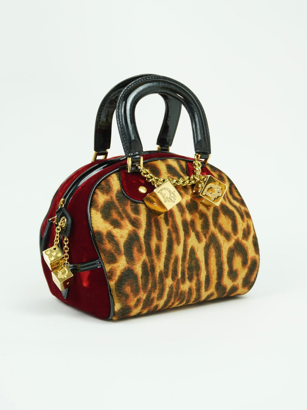CHRISTIAN DIOR GAMBLER DICE LEOPARD BOWLER BAG