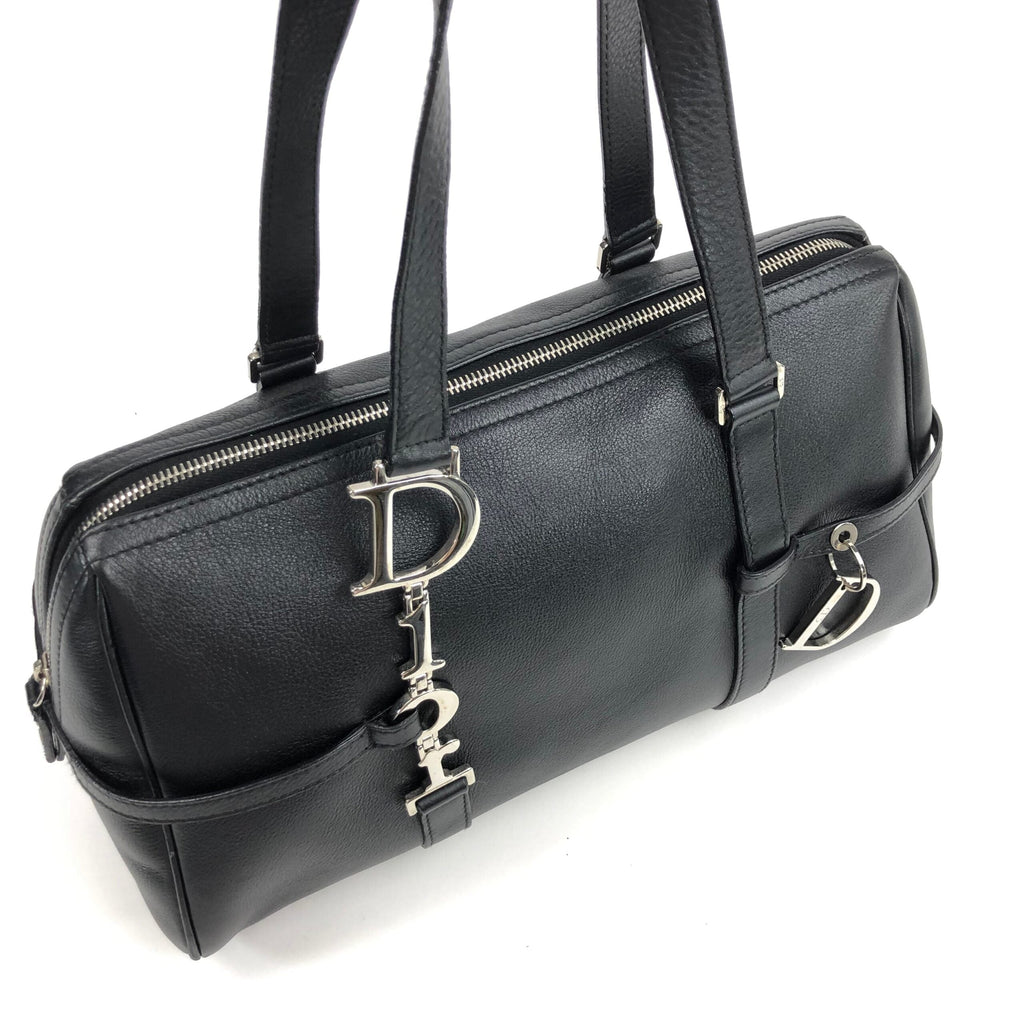 CHRISTIAN DIOR LEATHER BAG WITH SILVER HARDWARE