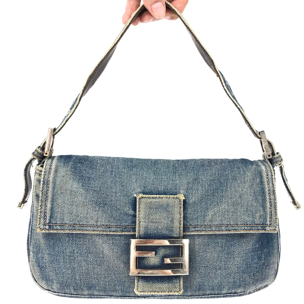 FENDI DENIM BAGUETTE BAG