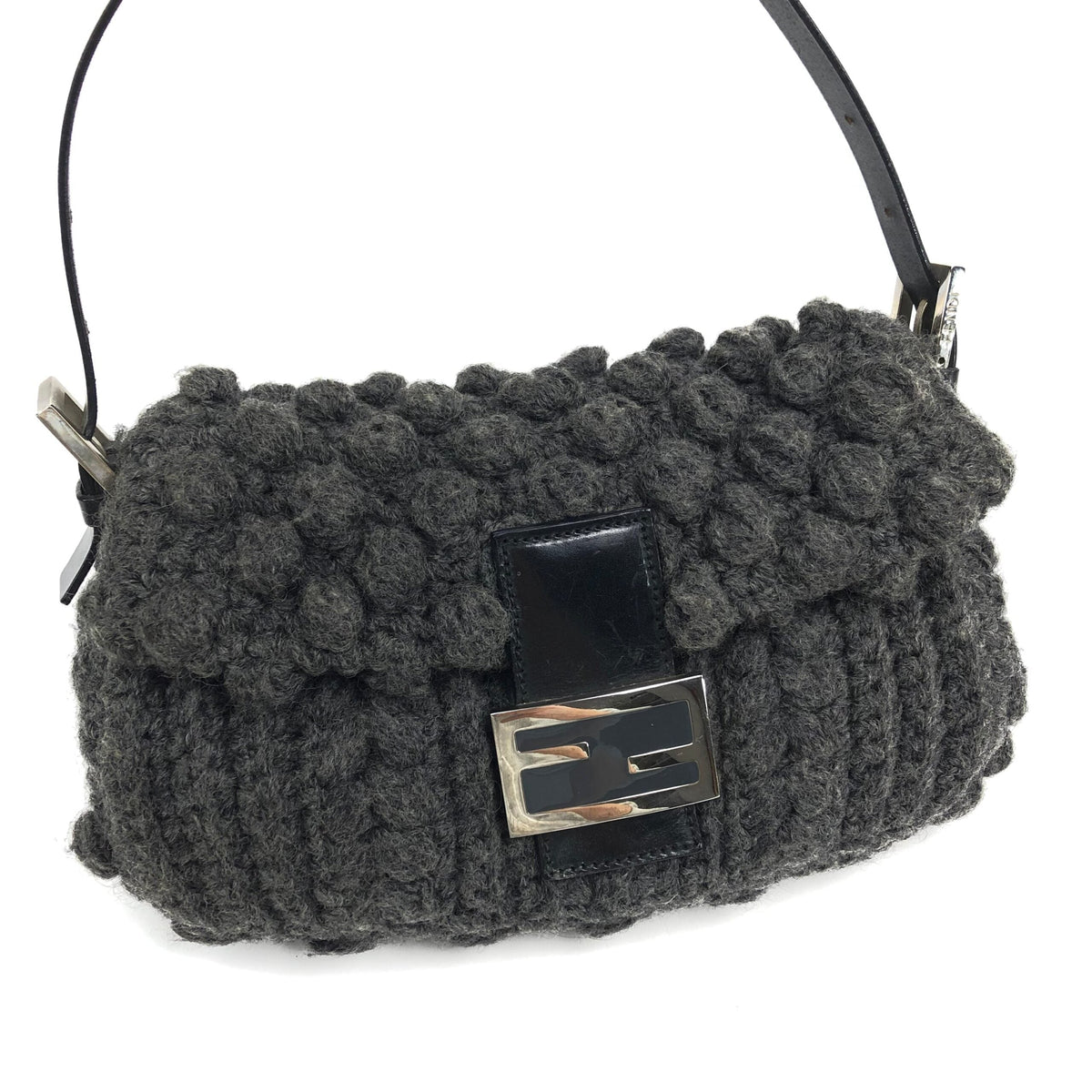 FENDI CASHMERE WOOL BAGUETTE SHOULDER BAG