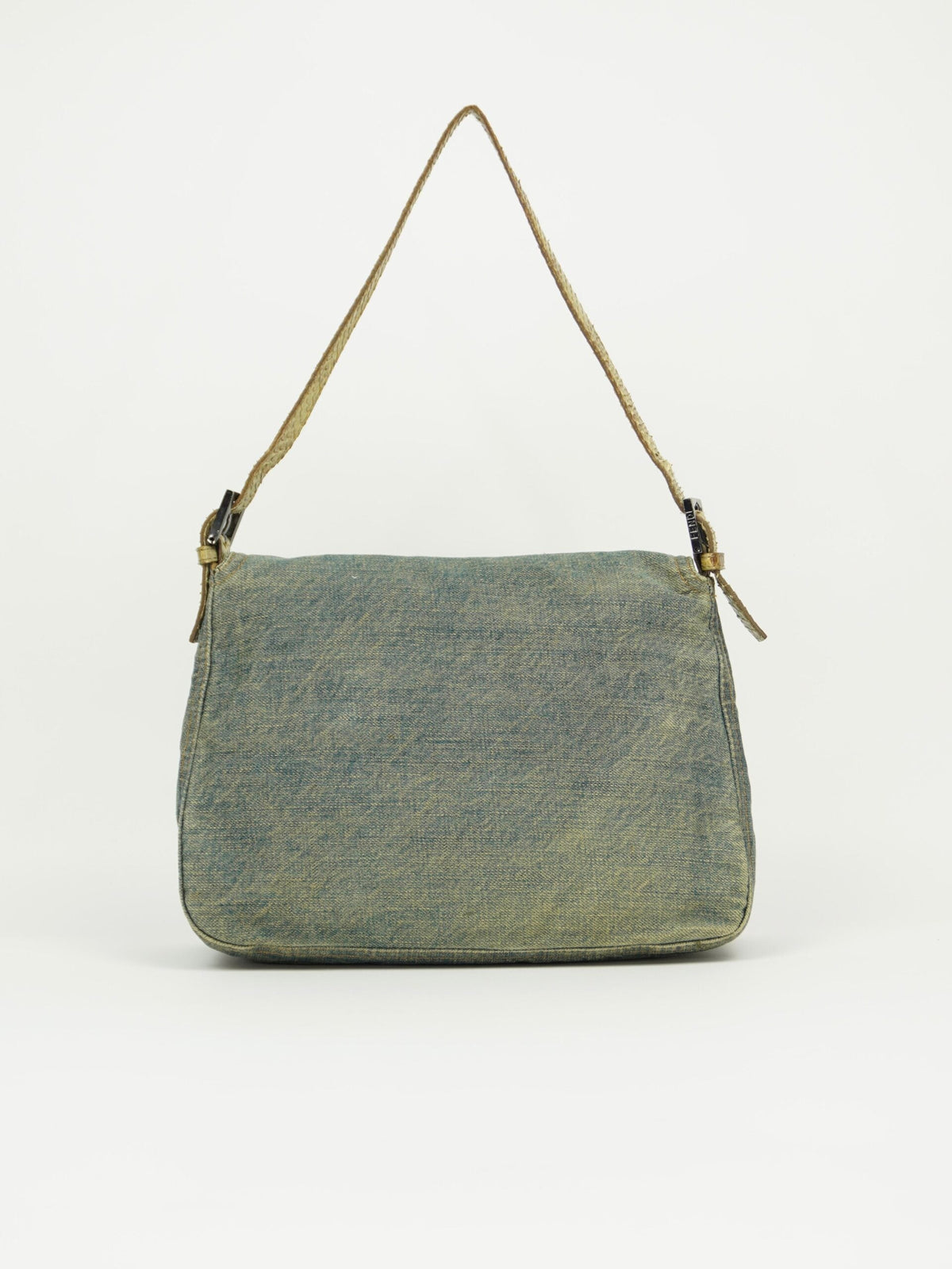 FENDI MAMA DENIM BAGUETTE WITH LIZARD TRIM