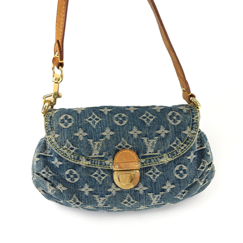 LOUIS VUITTON PLEATY DENIM SHOULDER BAG