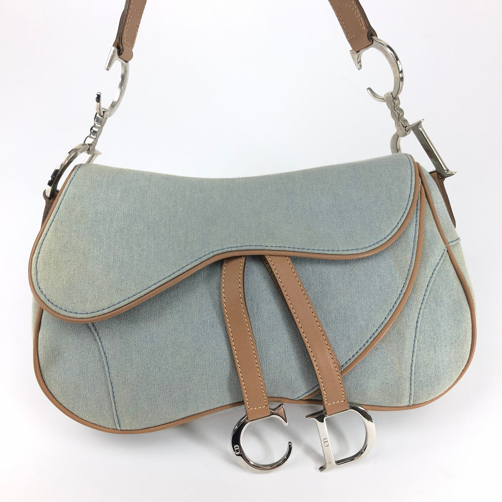 CHRISTIAN DIOR DENIM DOUBLE SADDLE BAG