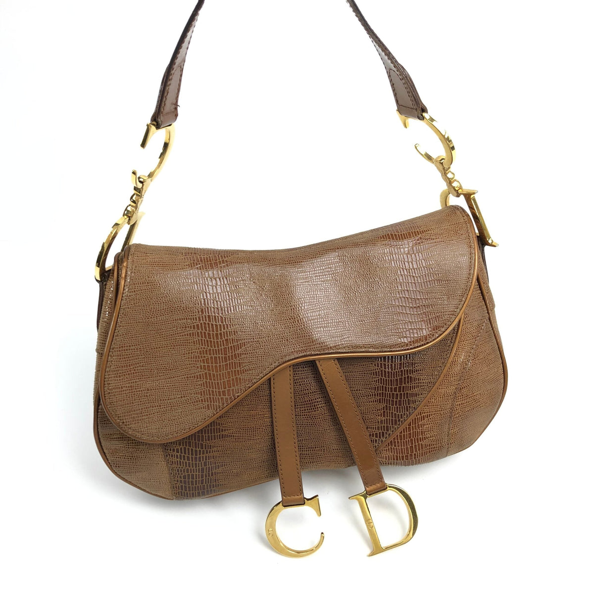 CHRISTIAN DIOR LIZARD DOUBLE SADDLE BAG