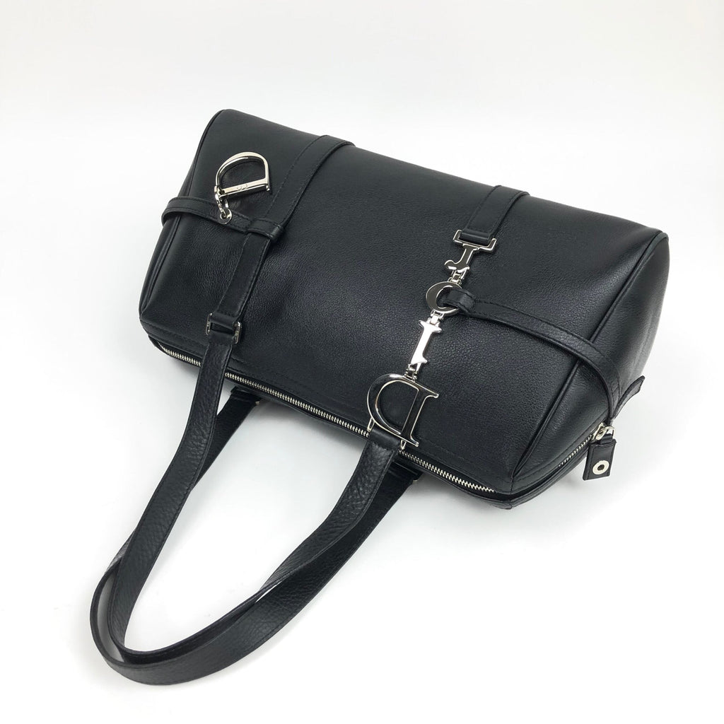 CHRISTIAN DIOR LEATHER BAG WITH SILVER HARDWARE