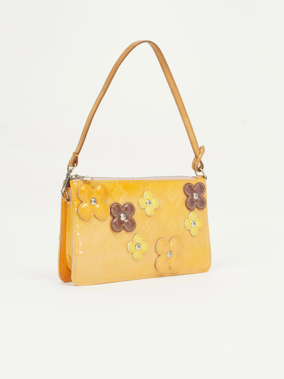 LOUIS VUITTON VERNIS FLOWER POCHETTE BAG