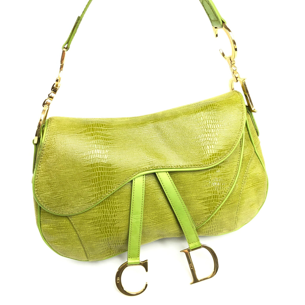 CHRISTIAN DIOR EXOTIC LIZARD DOUBLE SADDLE BAG