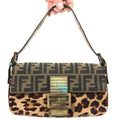 FENDI LEOPARD PONY HAIR ZUCCA BAGUETTE BAG
