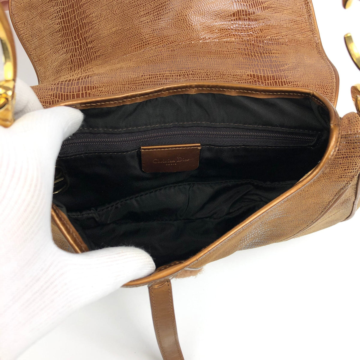 CHRISTIAN DIOR LIZARD DOUBLE SADDLE BAG