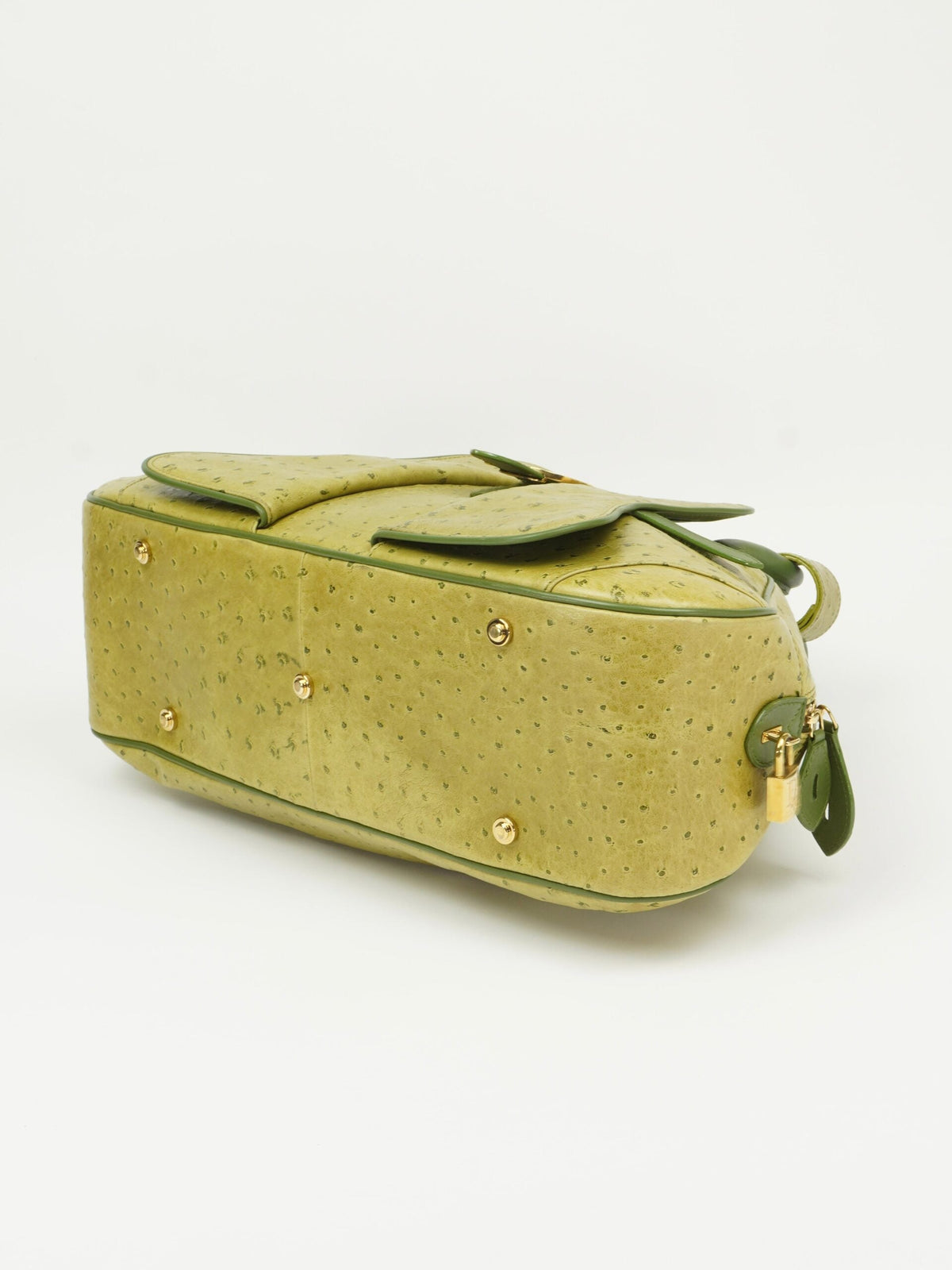 CHRISTIAN DIOR OSTRICH DOUBLE SADDLE BOWLER BAG