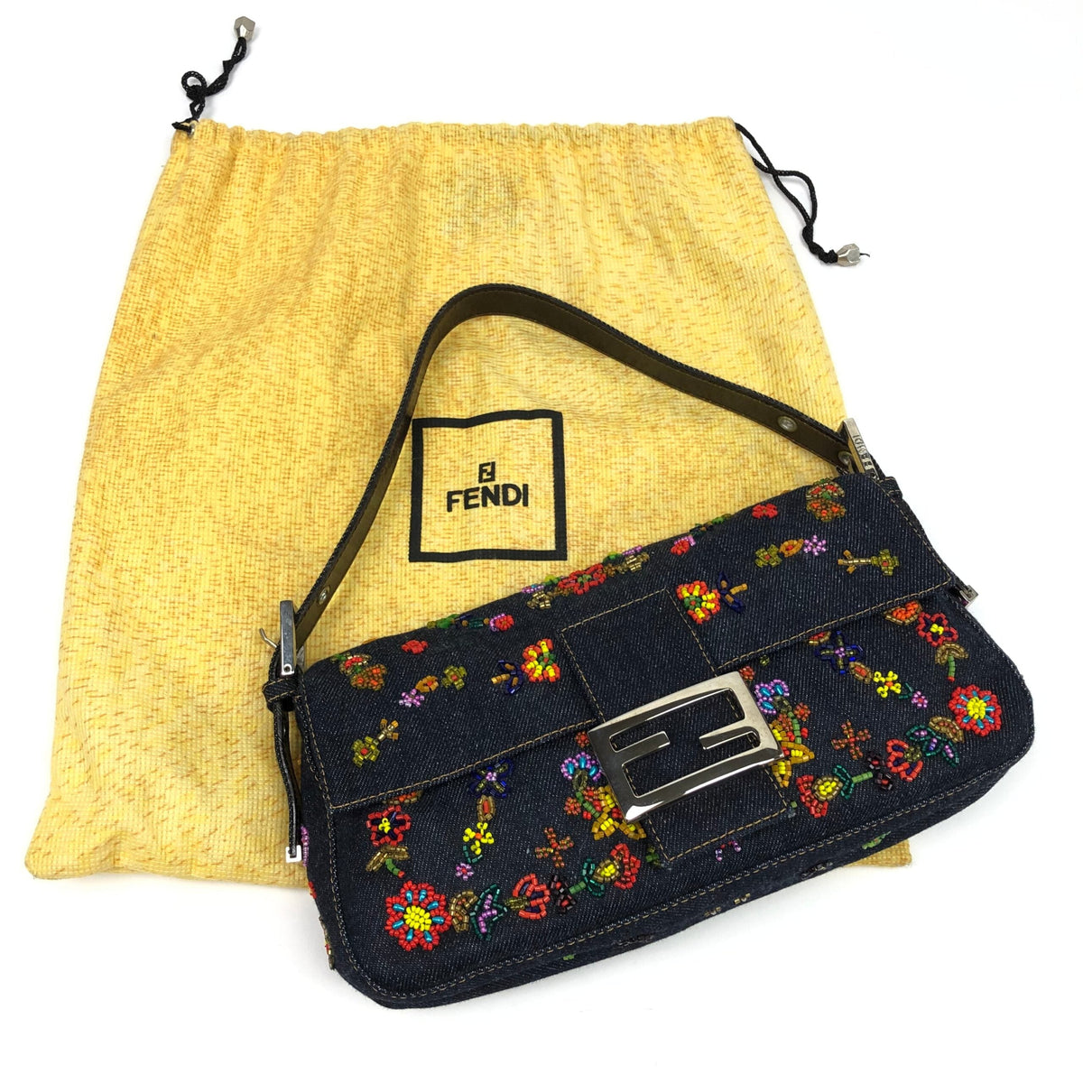 FENDI BEADED BAGUETTE SHOULDER BAG