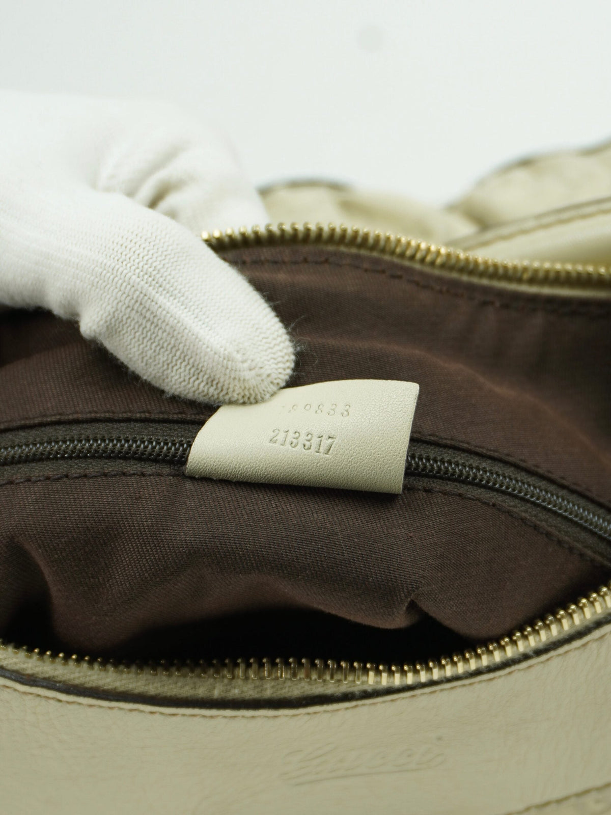 GUCCI LEATHER EMBOSSED MONOGRAM ABBEY BAG