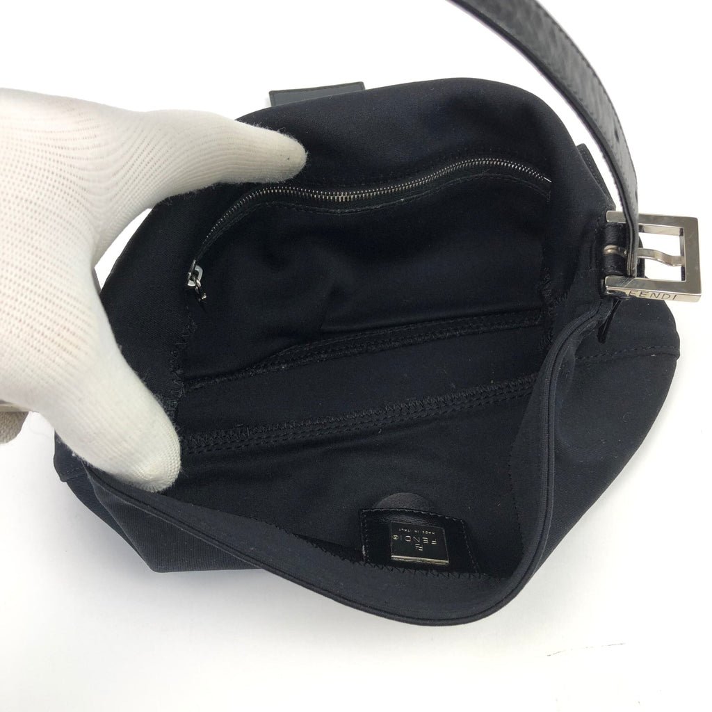 FENDI JERSEY BAGUETTE SHOULDER BAG IN BLACK