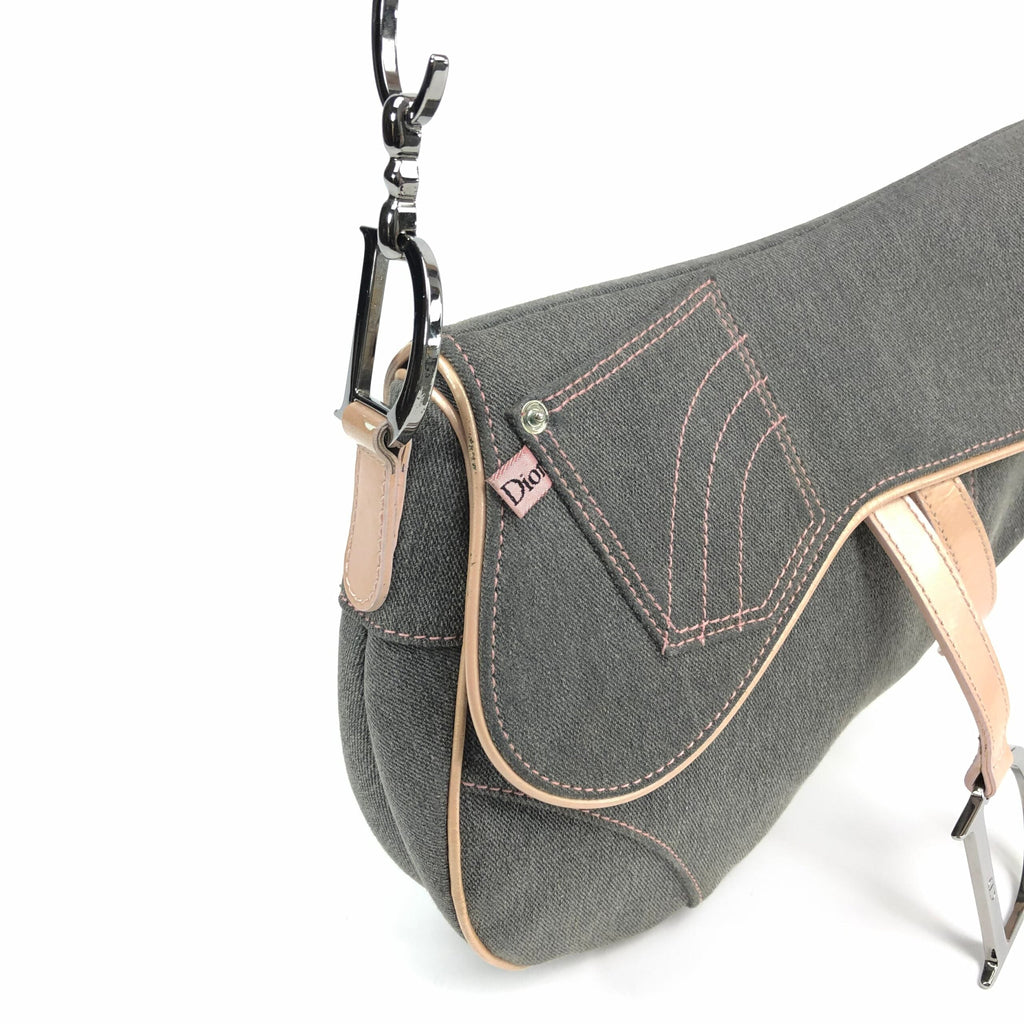 CHRISTIAN DIOR DENIM SADDLE BAG