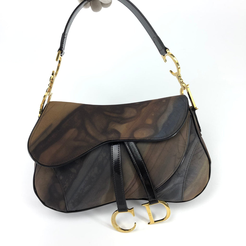 CHRISTIAN DIOR WATER COLOUR DOUBLE SADDLE BAG