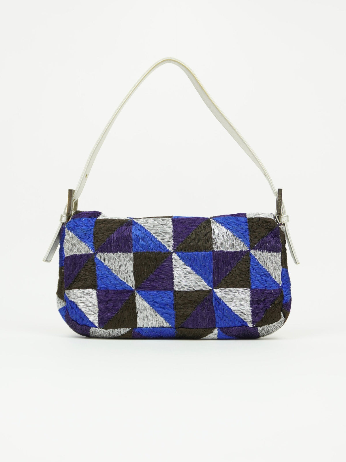 FENDI GEOMETRIC EMBROIDERED BAGUETTE WITH MARBLE BUCKLE