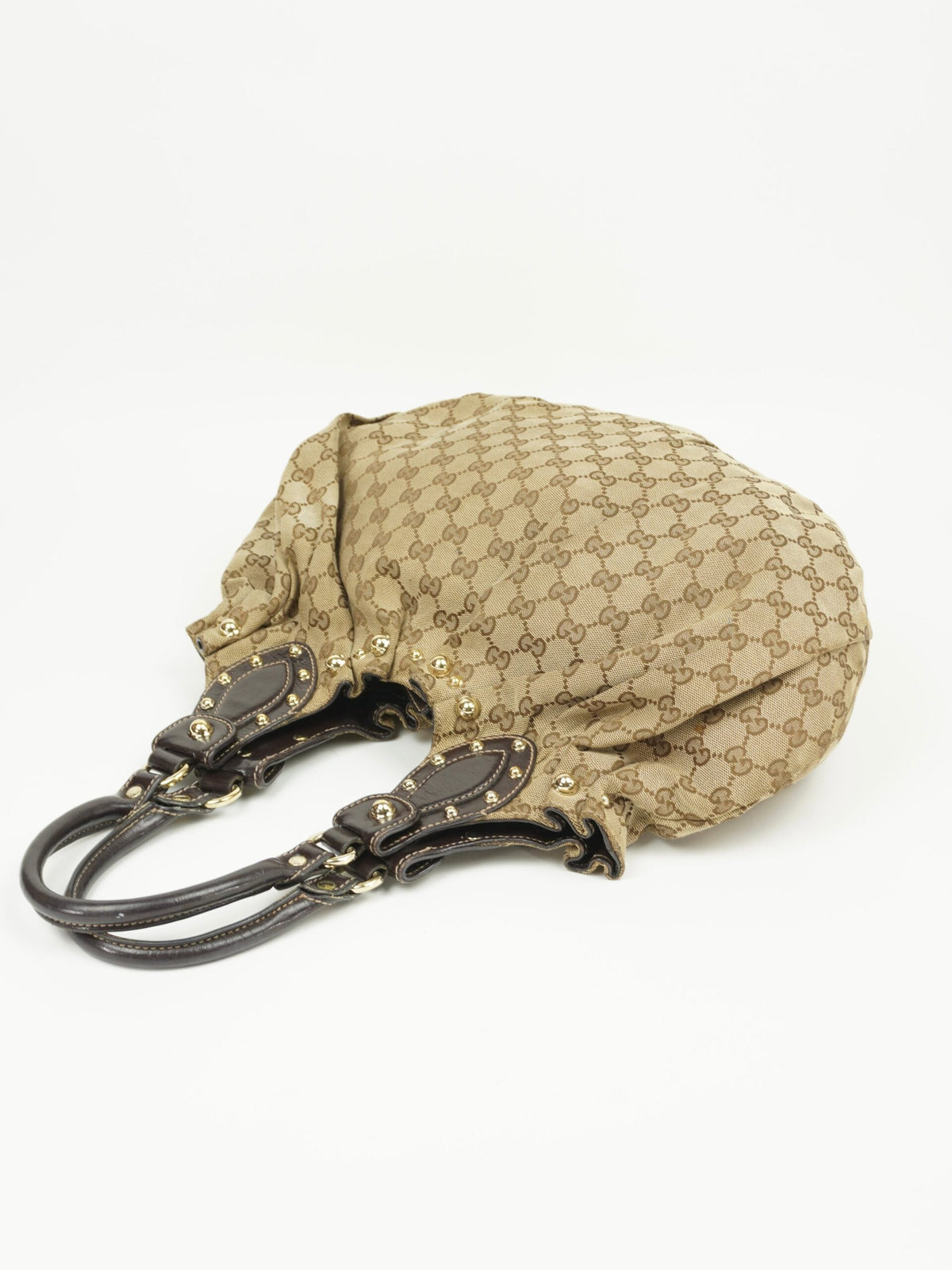 GUCCI MONOGRAM STUDDED PELHAM BAG