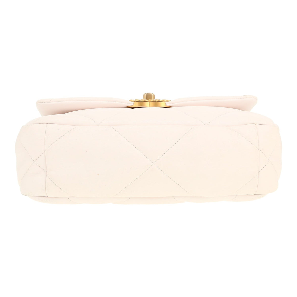 Chanel 19 shoulder bag in white quilted leather - DETAIL 1
