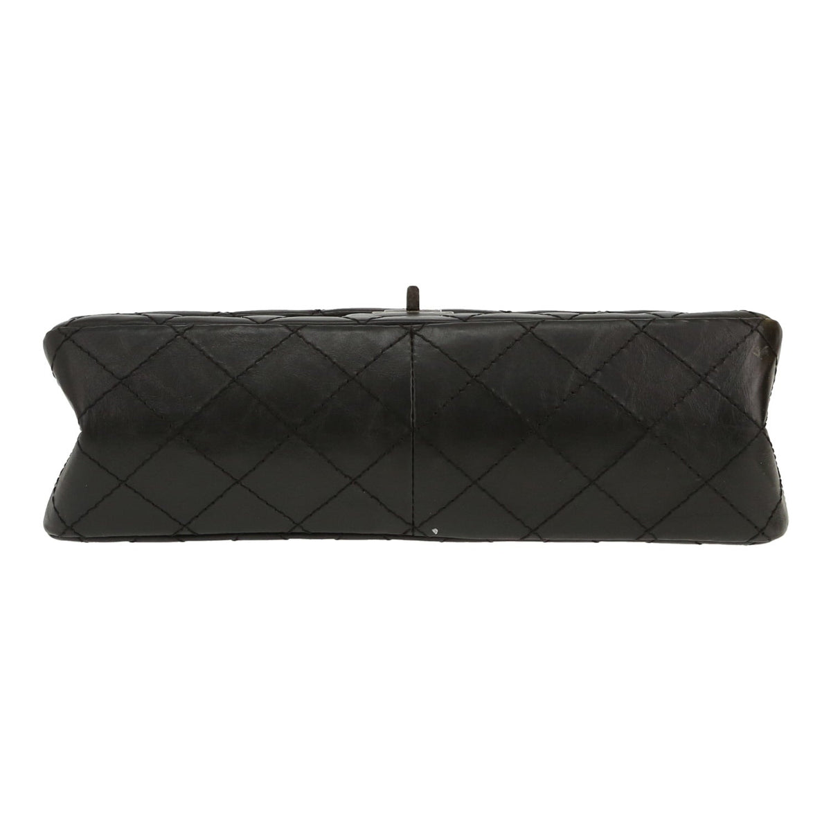 Chanel 2.55 large model shoulder bag in black quilted leather - DETAIL 1